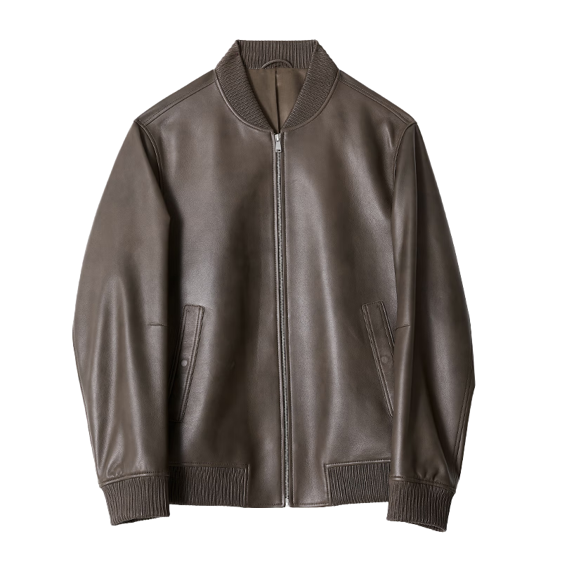 威可多（VICUTU）男士皮衣秋冬翻領(lǐng)云霧棕機(jī)車服潮流百搭皮夾克 云霧棕 185/100A