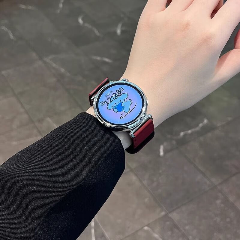 适用华为GT6表带磁吸硅胶双拼色watch5简约时尚男女表带 陶瓷白色 适用华为watch buds仅表带