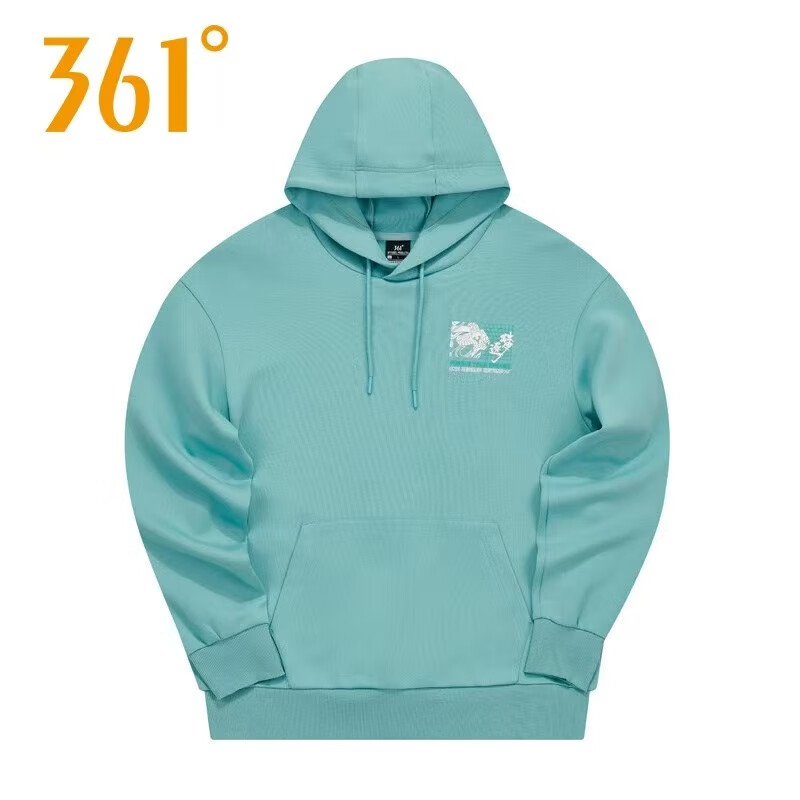 361°运动卫衣男2026冬季新款防风保暖宽松连帽卫衣男舒适百搭长袖上衣 蜡灰蓝 M