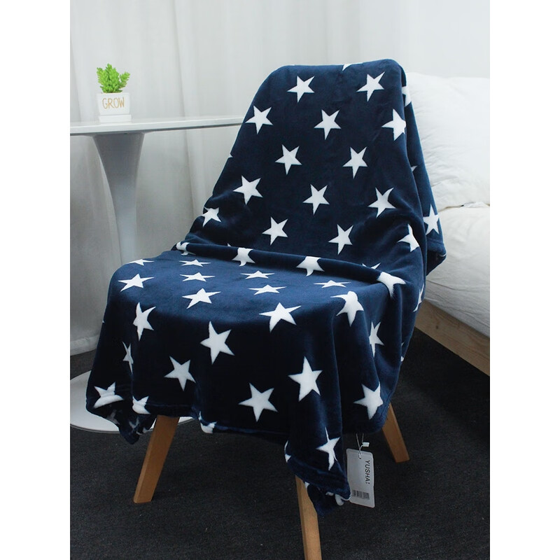 咏幻毛毯被子加厚冬季法兰绒毯宿舍学生珊瑚绒床单人办公室午睡小毯子 -深蓝 70cmx100cm两条装