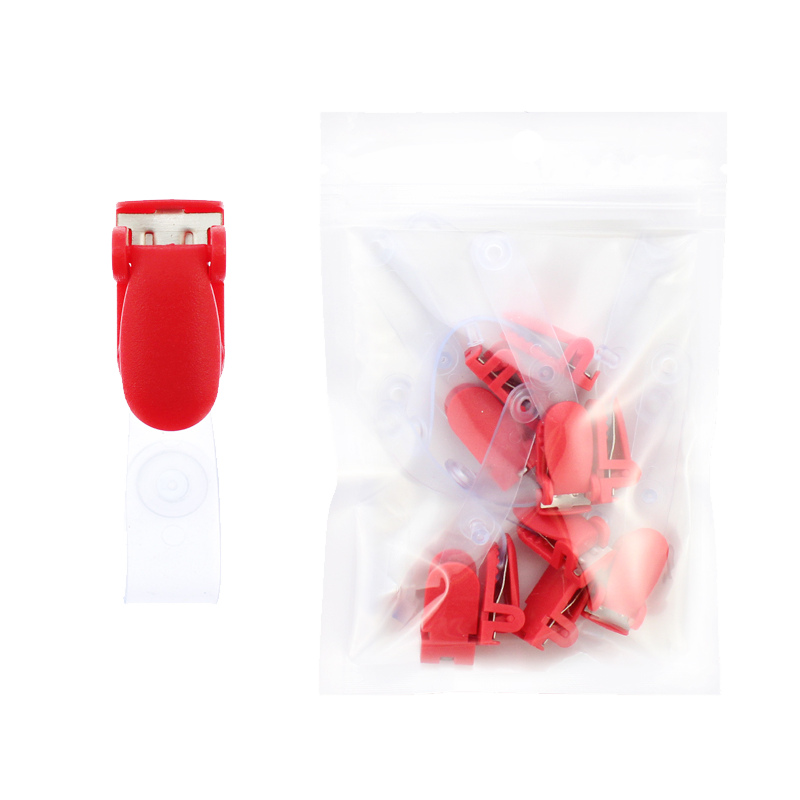 合式美（HESME） 磨砂翻盖夹 10只装 夹紧牢固证件卡套夹扣 适用搭配卡套工作证胸卡厂牌会议夹 红色（10只装）