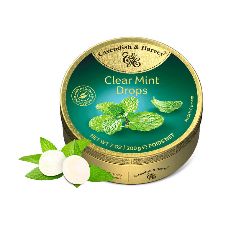 嘉云強(qiáng)勁薄荷糖德國嘉云清涼糖覆古懷舊糖果辦公室零食清喉潤嗓 薄荷味糖200g