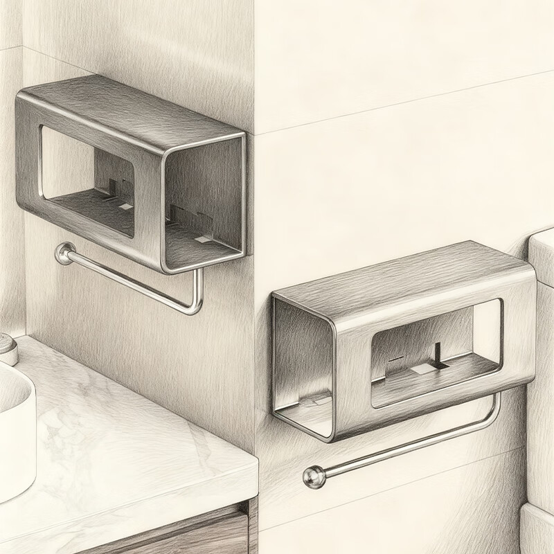 尔思家卫生纸厕所盒纸巾盒壁挂式卡扣抽纸盒浴室用品置物架免打孔湿巾盒 枪灰色【2个装】