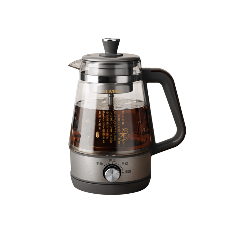 TILIVING（鈦立維）純鈦煮茶器煮茶壺噴淋式蒸氣蒸茶壺家用全自動(dòng)小型辦公室養(yǎng)生壺花茶壺黑茶壺1L