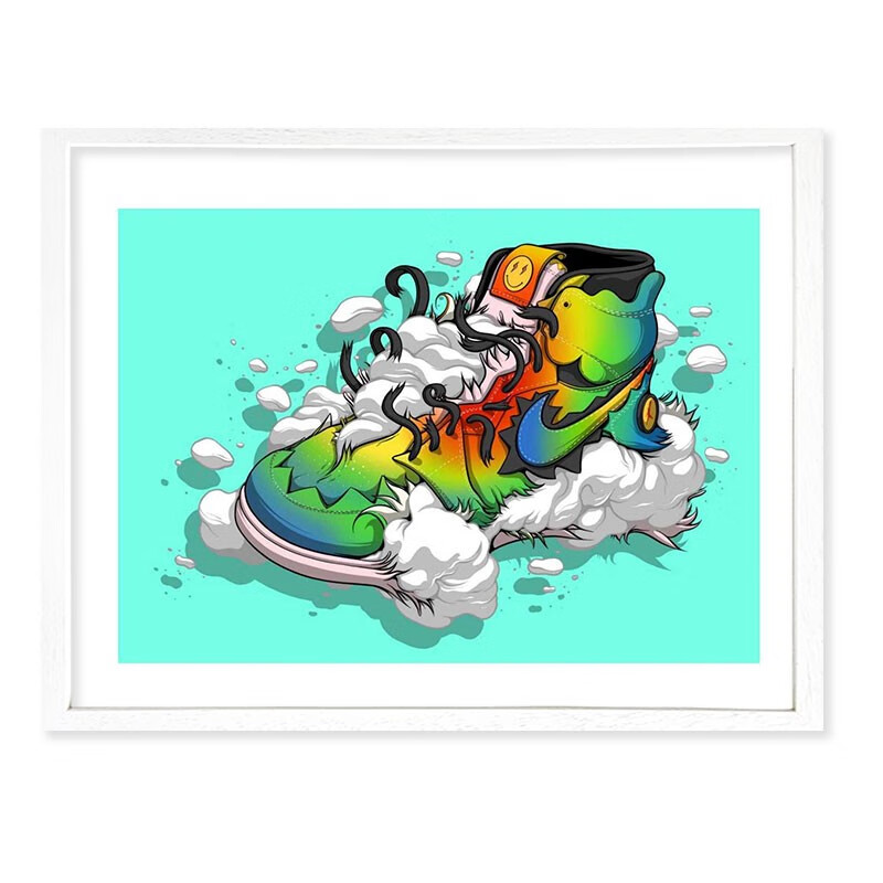 三为(sunwayart) 达汉尼·巴拉甘限量亲笔签名版画解构aj鞋含防伪证书