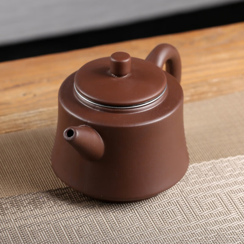 茶具紫砂宜兴壶茶壶内置过滤泡茶家用壶大容量手工壶陶瓷老式 棕色小高石瓢壶 250毫升 250mL