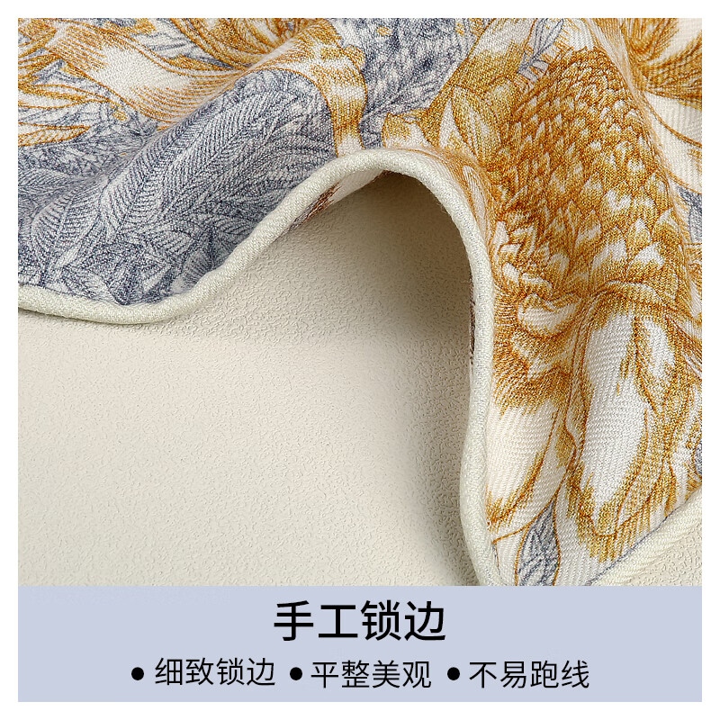 江南故事真丝羊毛围巾女时尚气质印花披肩双面真丝丝巾送女友新年礼物 热带雨林 66CM*66CM