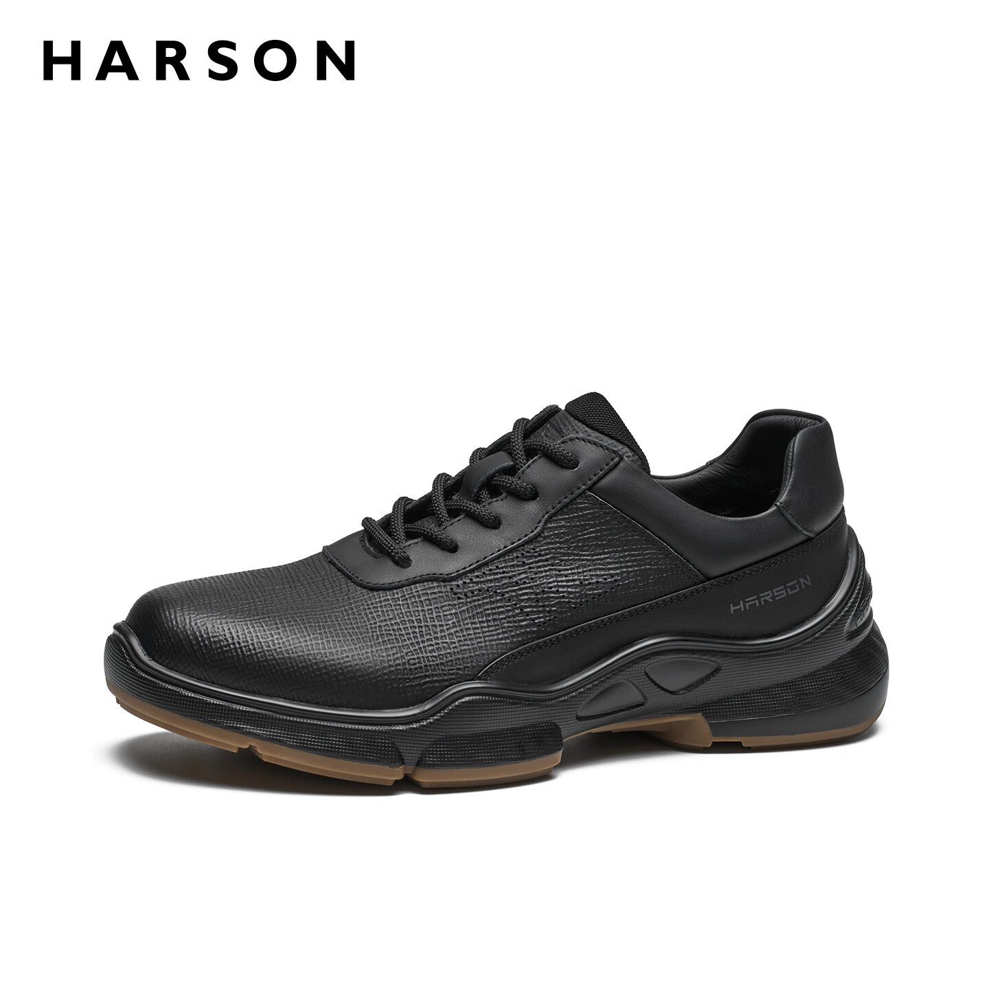 哈森（Harson）牛皮革男鞋秋冬运动皮鞋厚底商务休闲鞋公务通勤健步鞋2025年新款 黑色 41
