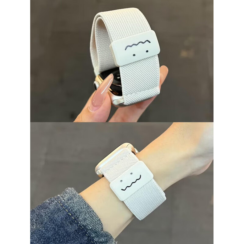 适用苹果iwatchS11表带新款酒红色可爱涂鸦S10回环磁吸编织纹表带 涂鸦编织吸磁扣-玫瑰粉 38MM 1/2/3代