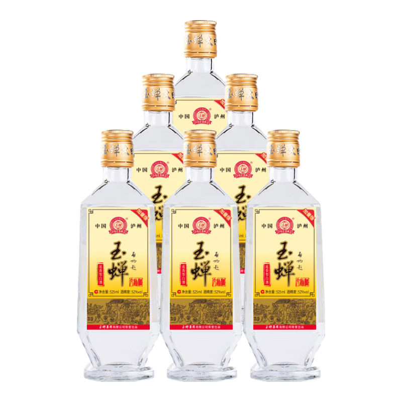 玉蝉老酒玉蝉大曲酒80加量版52度浓香型白酒525ml纯正口粮酒固态发酵 52度 525mL 6瓶 大曲酒80加量版
