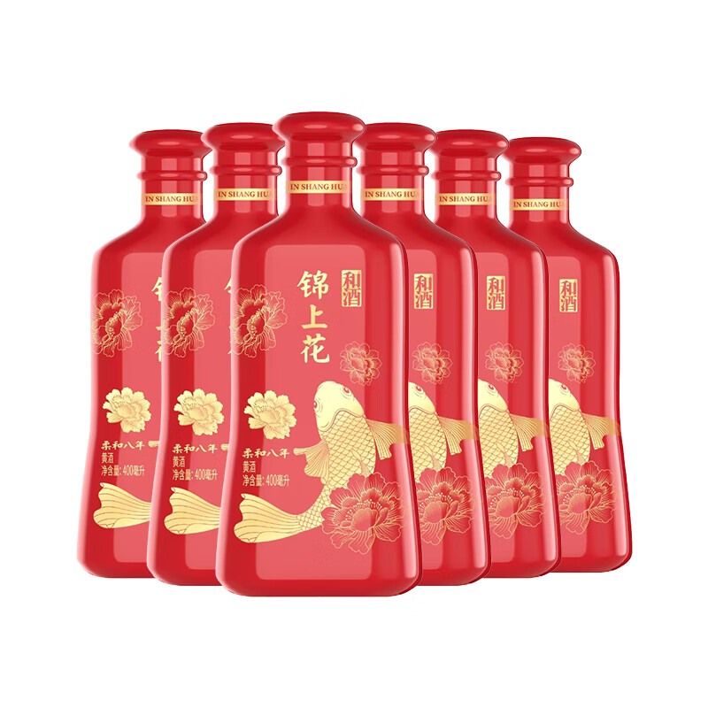 和酒锦上花柔和八年陈黄酒 特型半干黄酒 400ml*6瓶整箱装 400mL 6瓶 整箱装