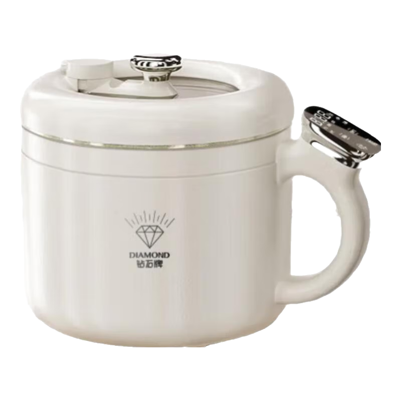 钻石牌智能微压锅电煮锅小电锅火锅专用宿舍家用多功能一体炖煮炒菜锅小型1-2人迷你电饭煲电热锅泡面锅 2L 钛级不粘胆+双蒸笼【尊享款】