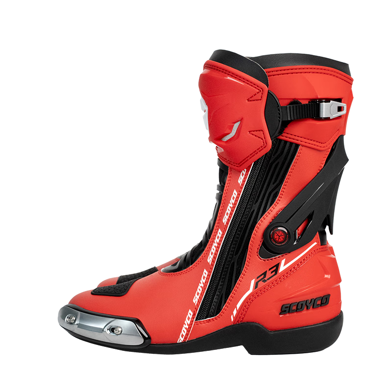 赛羽(SCOYCO)骑行靴骑行鞋摩托车赛车鞋耐磨防滑防护防摔机车骑行靴摩托车鞋男 新品MR003-2 【皓月白】配镁合金侧护板 45