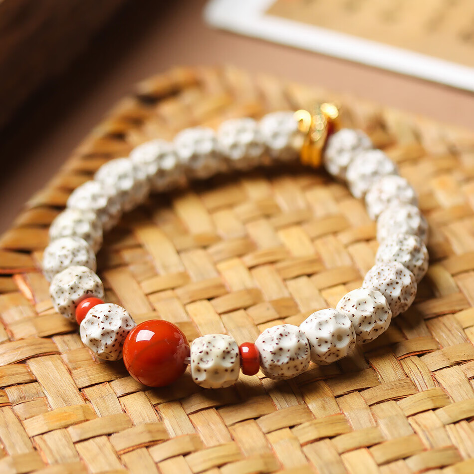 海南原生态星月菩提子手串手链男女精工雕刻凹面无相鸡油黄顺白珠 无相蛇环款