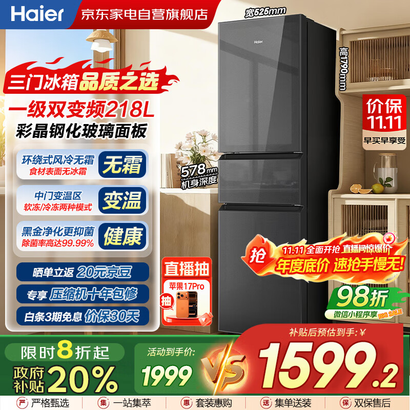 Haier/ 218   BCD-218WGHC3E9YS 