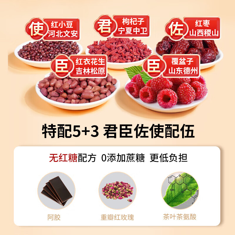 振东五和医养堂五红汤枸杞覆盆子花生红枣红豆振东五红汤营养早餐代餐汤姨妈神器 【早黄晚红*4盒】 210g*1盒
