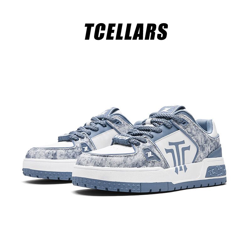 Tcellars板鞋男鞋2025冬季新款轻奢涂鸦潮鞋低帮厚底复古百搭休闲鞋子男款 牛仔蓝（Tpai） 44
