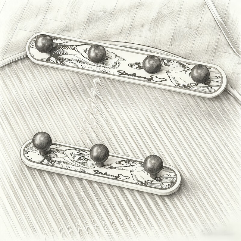 尔思家中古风挂钩免打孔强力粘胶无痕墙上壁挂式门后衣架强力承重粘钩 水墨风挂钩 单钩【强力粘钩/掉落包赔】