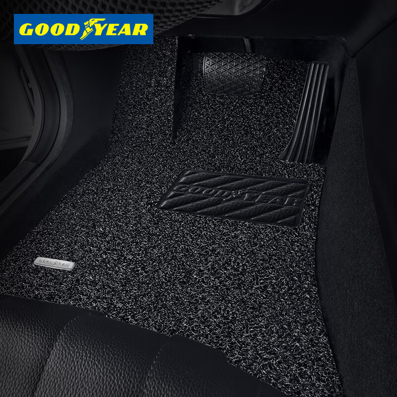 固特异(Goodyear)丝圈汽车脚垫适用于 黑色-18mm-五座专用 丰田凯美瑞亚洲龙卡罗拉锐放雷凌