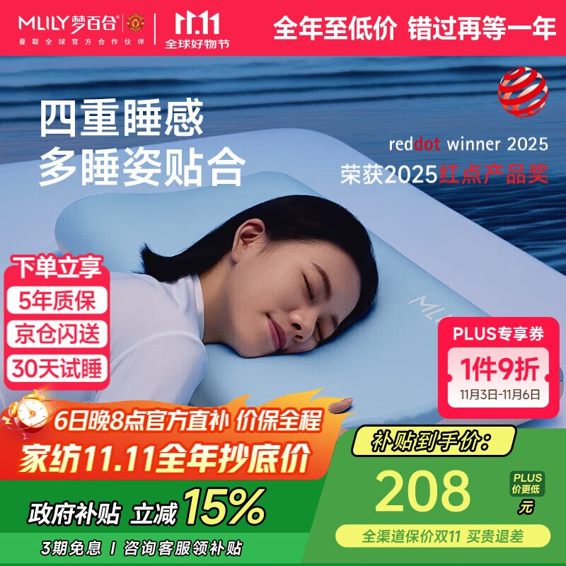梦百合（MLILY）护颈枕颈椎枕成人枕头枕芯记忆棉0压深度睡眠深睡枕记忆枕礼盒装