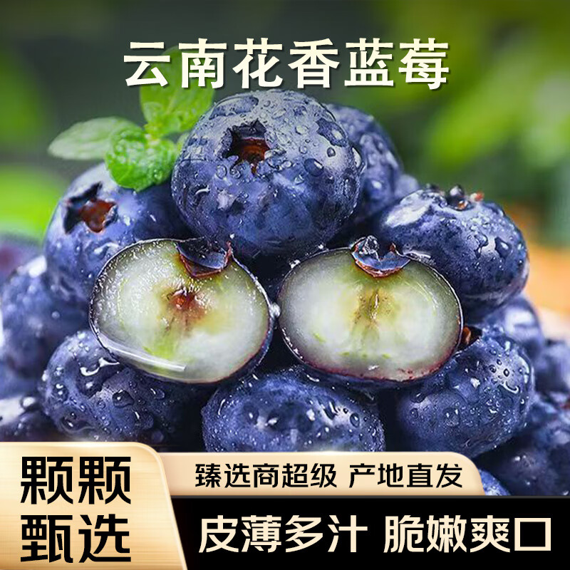 愉果（yuguo）云南蓝莓 新鲜时令水果送礼多地次日达 【精选大果】单果18mm+ 【热销主推】 4盒*100g