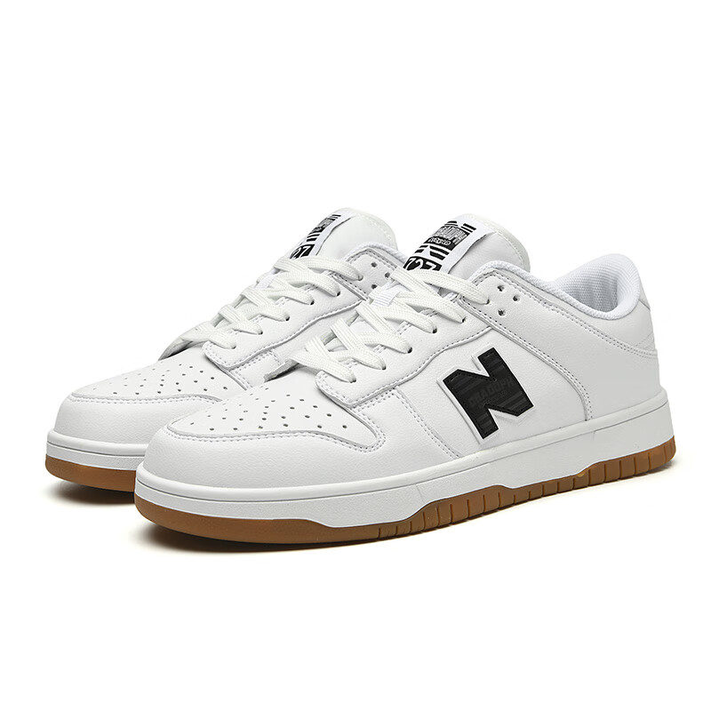 新百伦女鞋男鞋运动鞋女透气百搭休闲板鞋情侣复古运动低帮潮鞋 白牛津 45