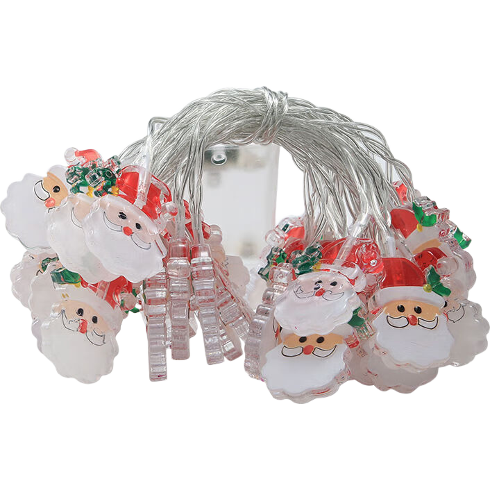 过家家玩具跨境LED圣诞老人雪人圣诞树灯串橱窗装饰灯节日彩灯 混搭图案 1.5米10灯常亮 自备2节5号电池