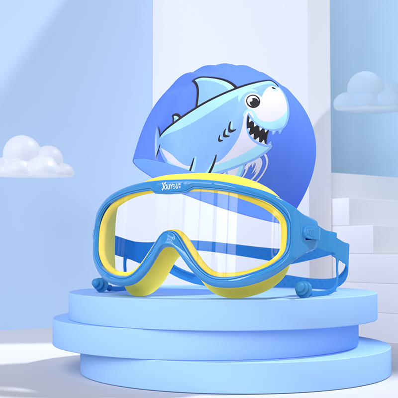 潜水镜泳帽套装备 电镀蓝黄 硅胶泳帽【体耳塞款】泳镜盒 防水耳塞 平