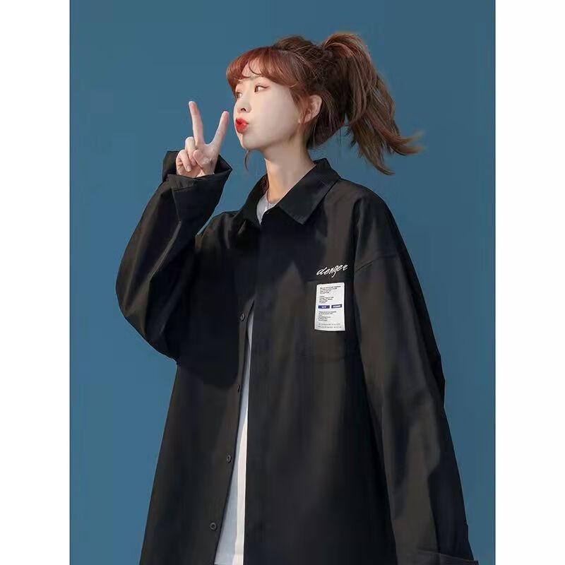 雷黛茜白色衬衫女春秋别致学生百搭别致内搭上衣设计感小众韩系长袖外套 黑色 (收藏赠配小礼品) S 80-95斤