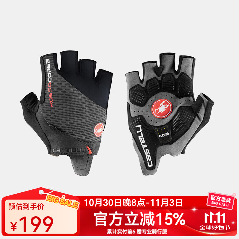 castelli蝎子骑行手套男女通用夏季减震防滑透气耐磨半指手套4521024 030灰色 M