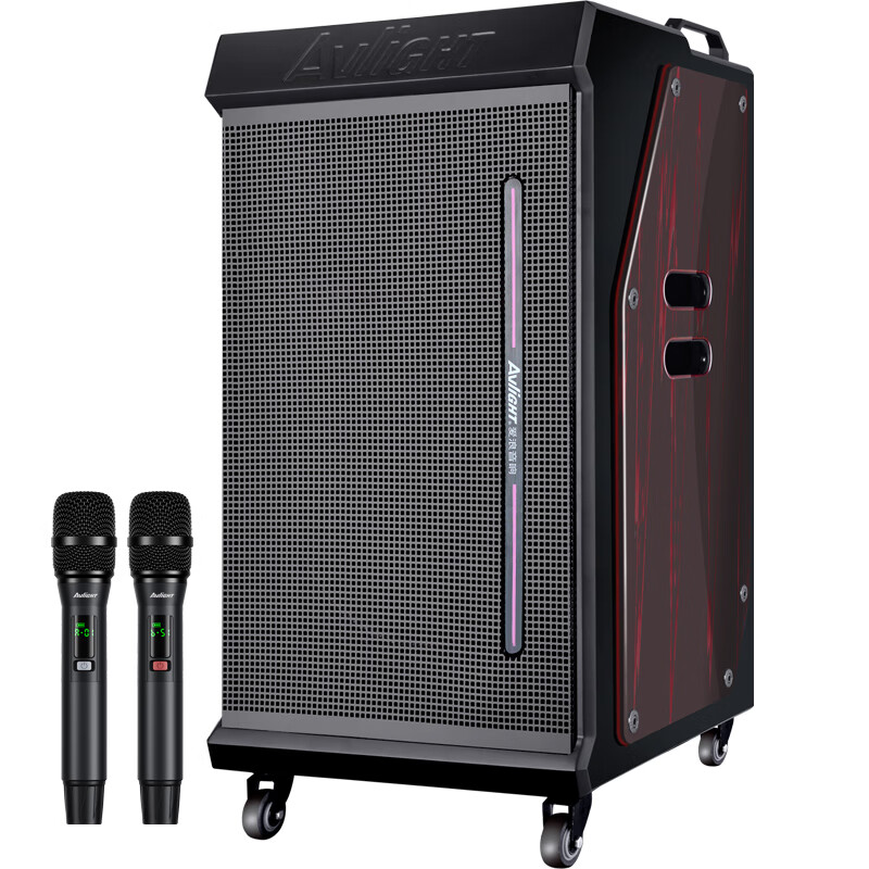 爱浪(Avlight)T615户外广场舞音响大功率重低音直播唱k歌演出带蓝牙声卡无线话筒便携拉杆音箱 T615【15寸低音】2200W+45安电池
