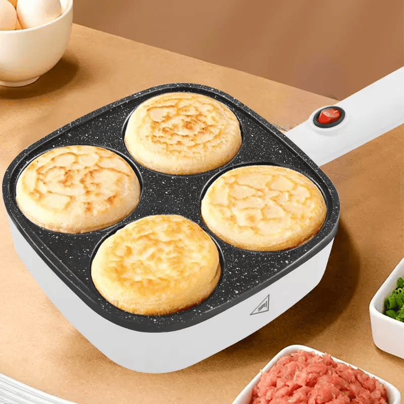 堡锅不粘锅多功能肉蛋神器汉堡机平底煎电蛋家用煎蛋锅早餐饼饺锅 三合一插电汉堡锅带盖