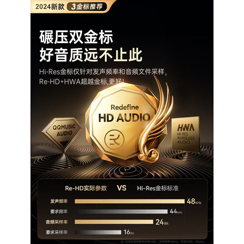 金运【升级款丨鎏金电镀】蓝牙耳机半入耳式无线高端适用于苹果降噪重低音超长续航 暮影黑