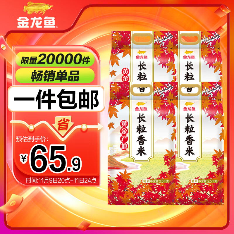  东北大米 黄金产地长粒香大米 5斤*4袋