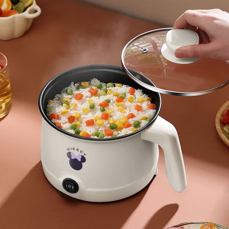 电煮锅小电锅电锅一体多功能锅宿舍用1-2人煮面锅 不锈钢内胆单锅1.4L【0.65m电源线】