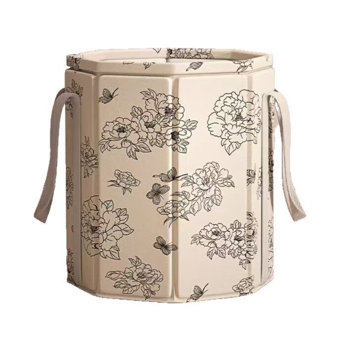 泡脚桶可叠泡脚家用过小腿便携洗脚盆养生足浴盆加热保温旅行JTT 水墨牡丹【无盖款】SPA沉浸养生