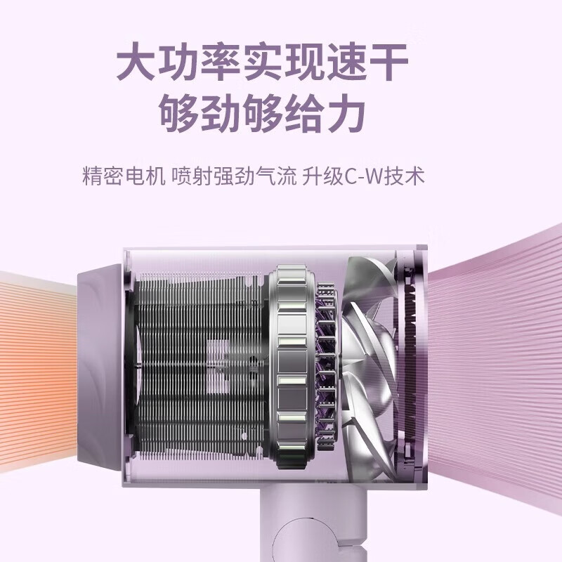 MBVM德国品牌2025新款吹风机宿舍用小功率800w学生小型折叠便携式1200w电吹风 淡紫色800W宿舍版