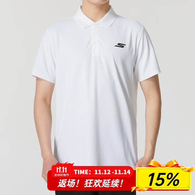 斯凯奇（Skechers）POLO衫男2025夏季新款针织短袖时尚简约商务翻领男装上衣T恤 P122M053-0019 
