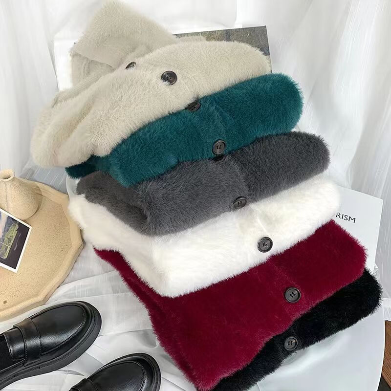 弧倩大朗毛织特软糯感慵懒风水绒毛衣针织开衫女宽松外套300 白色th