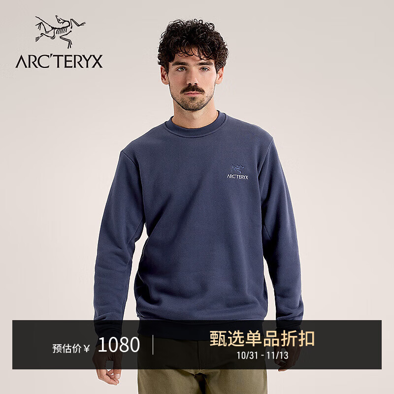 ARC&#039;TERYX始祖鸟 EMBLEM FLEECE CREW 男子 抓绒衫 Black Sapphire/蓝黑色 M