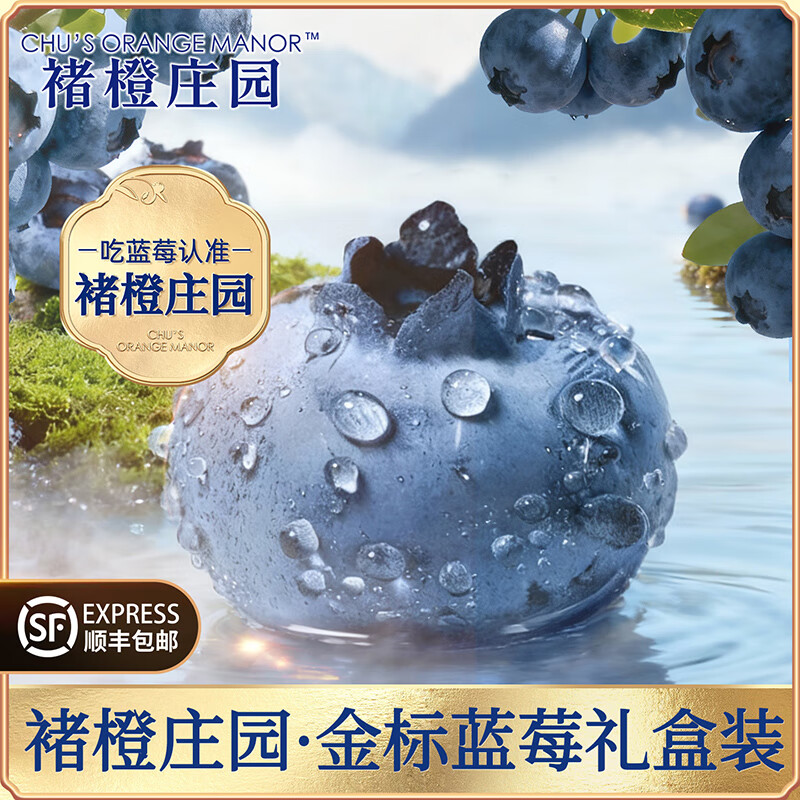 褚橙庄园花香蓝莓大果超大果礼盒装时令生鲜孕妇宝宝辅食新鲜水果礼物送礼 【品质甄选】超大果18mm+5杯礼盒