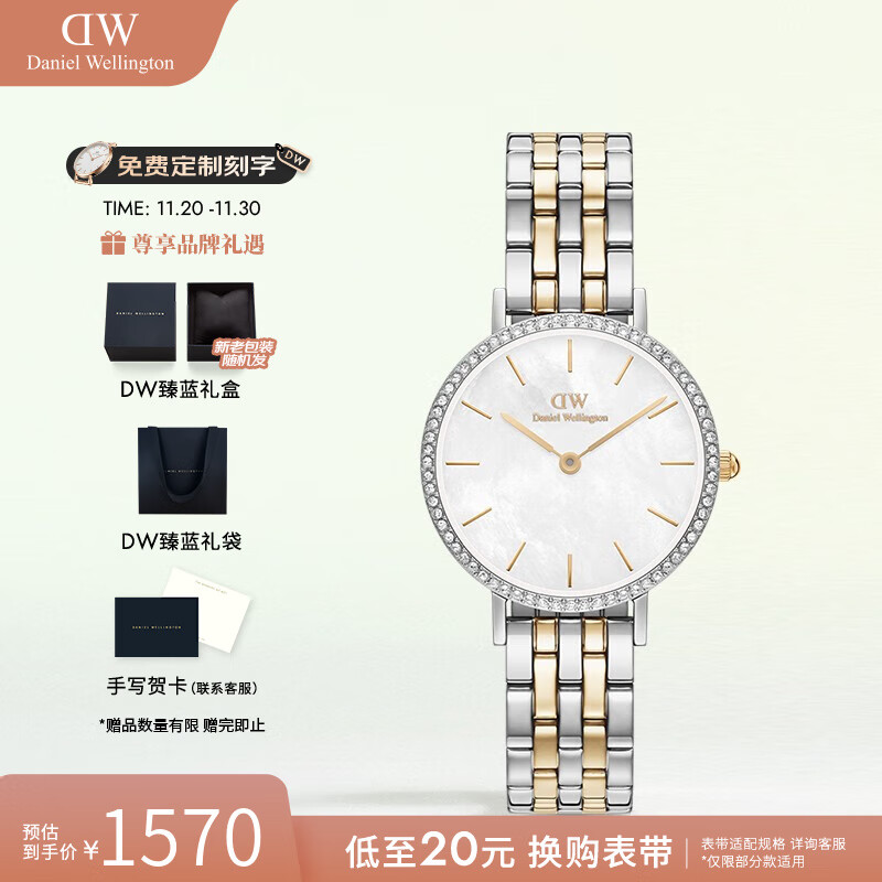 丹尼尔惠灵顿（DanielWellington）dw手表女 星环手链流金表系列石英腕表欧美表 生日礼物送女友 冰川白28