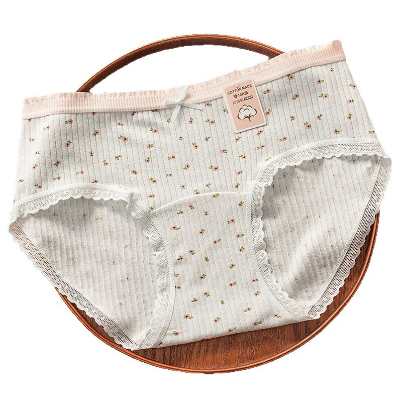 雅鹿女士纯棉内裤透气舒适弹力包臀少女内裤10A抗菌加长裆小碎花棉质 黄色+粉色+蓝色+白粉色 4条 M 【建议70-95斤】