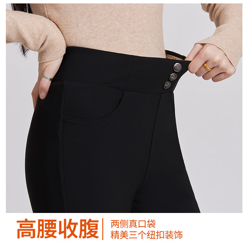 浪莎羽绒裤女外穿冬季新款加绒加厚棉裤东北零下30度保暖鹅绒裤子 黑色 【抗寒零下30度】 L 【建议：95-110斤】