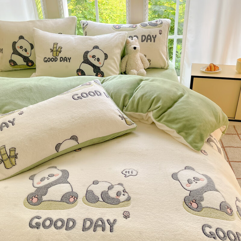 麦琪娜 雪花绒单被套双人被套单品被套水晶绒金貂绒单被套 绒毛细密柔软舒适 20支 团团圆圆 200cm*180cm