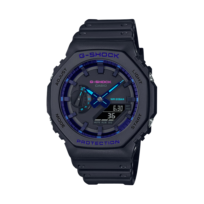 ���ڲ���������ŷ��CASIO�� �ֱ��¿�G-SHOCK����ָ��ϵ�������ư���ɫ��ˮ�˶��б� GA-2100VB-1A�����ֱ�ʡ� 472.9Ԫ