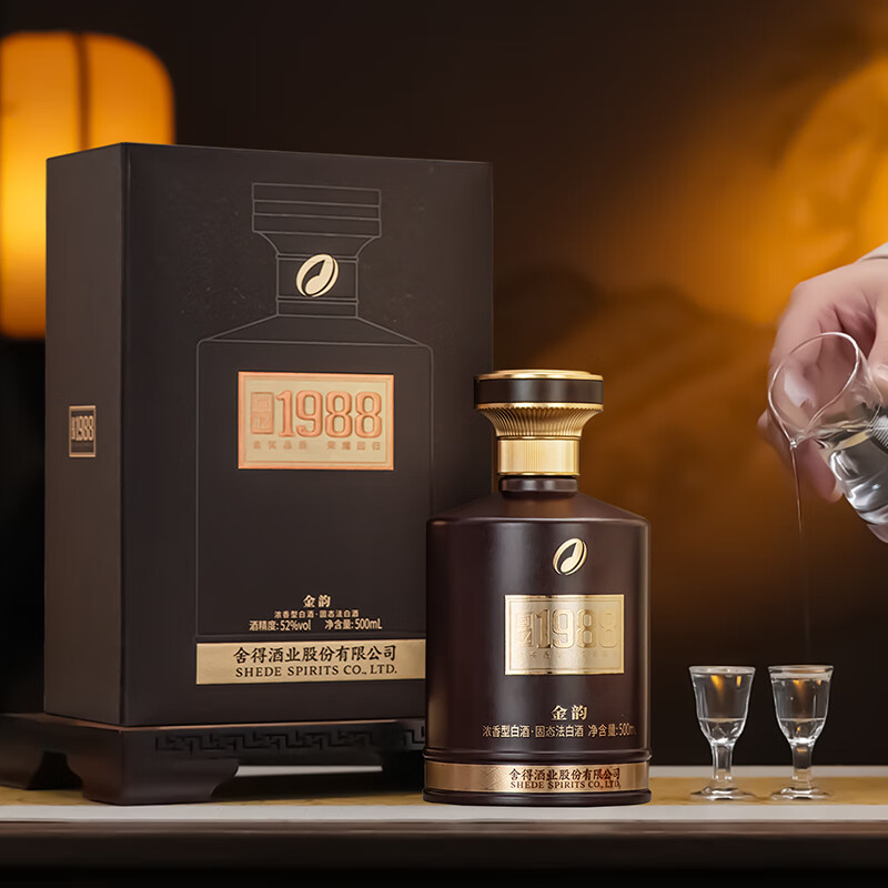 舍得股份 金韵回忆1988 黑金版 智慧人生品味舍得 高端浓香型白酒 52%vol 500mL 6瓶 原箱发货