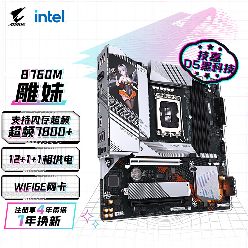 技嘉 雕妹B760M AORUS ELITE WIFI6E-P GEN5 DDR5 图 2