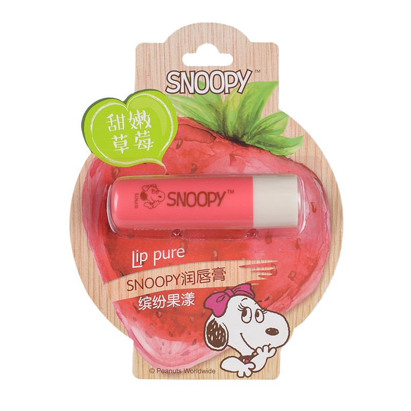 史努比（SNOOPY）润唇膏水蜜桃甜橙柠檬草莓保湿滋润防干裂无色青少年学生3.5g 草莓味*1
