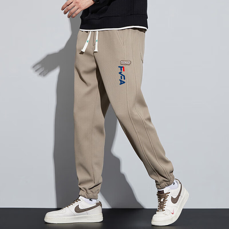 Fila斐家男裤2025新款男士加绒保暖卫裤秋冬针织长裤简约休闲运动裤 斐乐同款卡其色 2XL 京东折扣/优惠券